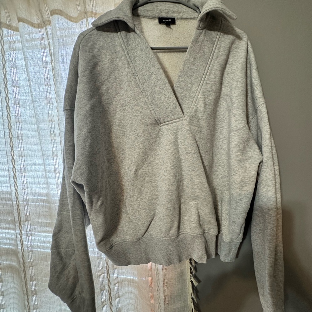 Express Light Grey Quarter Sweatshirt